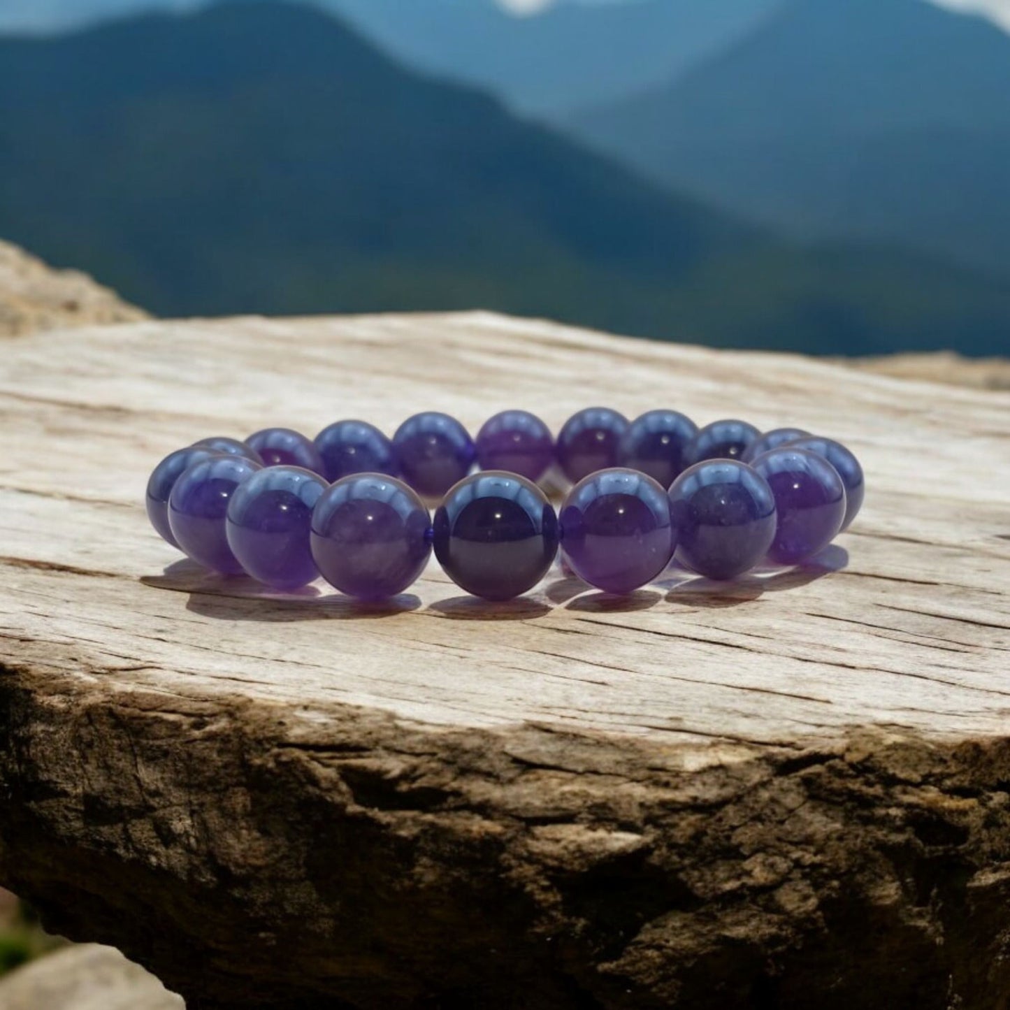 BRACELET PERLES - "AMETHYSTE" - 10mm