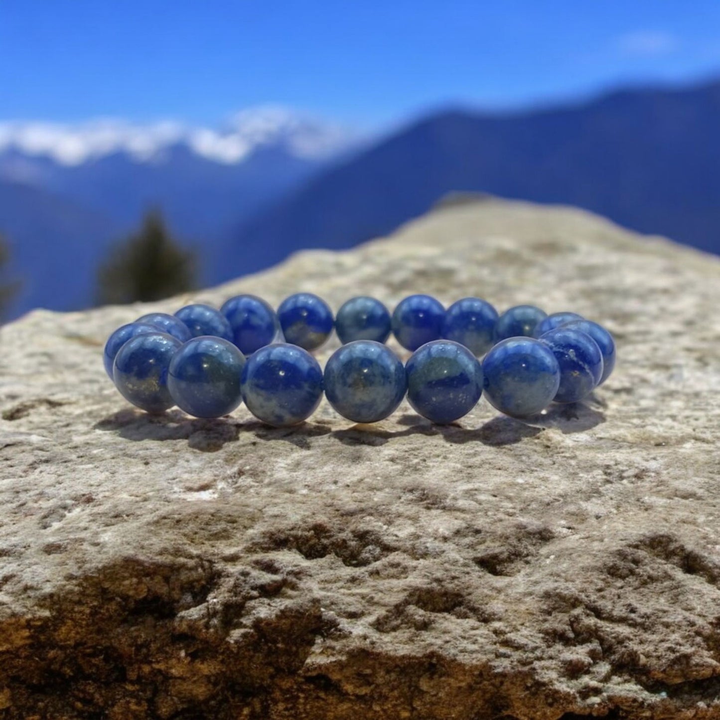 BRACELET PERLES - "LAPIS LAZULI" - 10mm