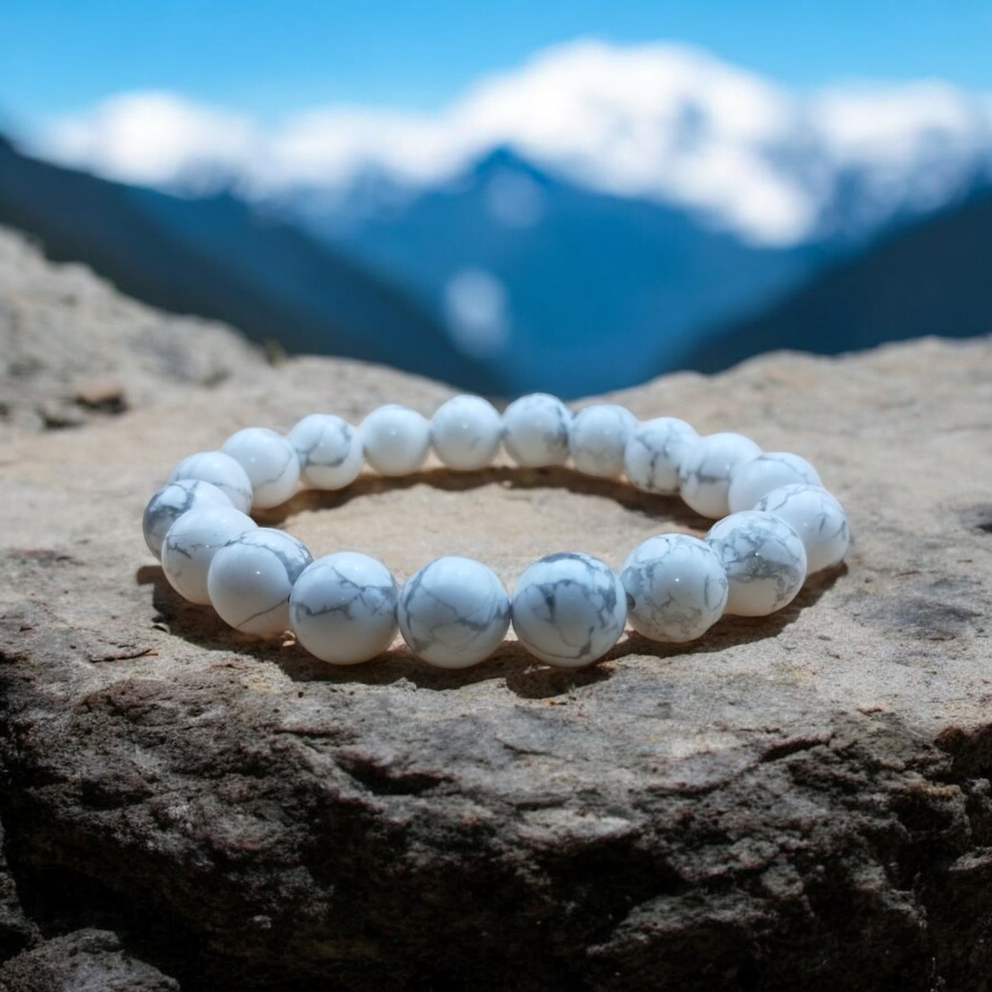 BRACELET PERLES - "HOWLITE" - 10mm