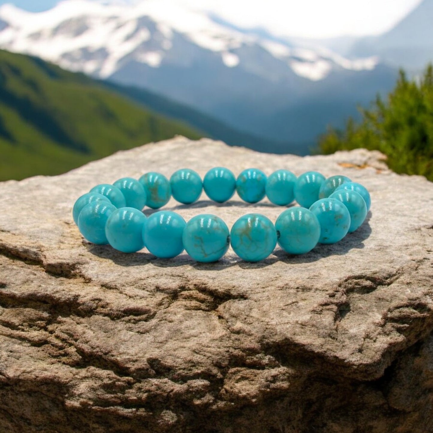 BRACELET PERLES - "TURQUOISE" - 10mm